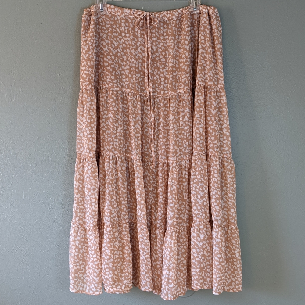 Aerie Peach Cheetah Print Maxi Skirt Size M